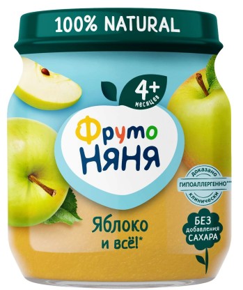 Пюре ФрутоНяня яблоко (в стекле), 100 г