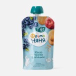 Пюре Фрутоняня Яблоко, черника с печеньем,90 г