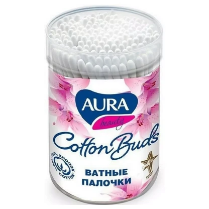 Ватные палочки Аura 100шт пластиковый стакан