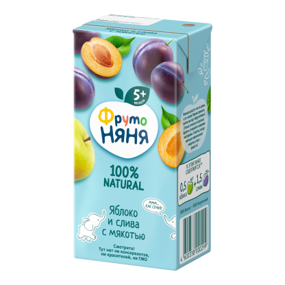 Сок Фрутоняня Яблоко, слива с мякотью 0,2л (с 5 мес)