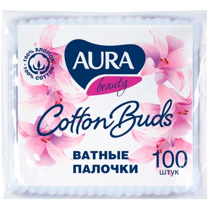 Ватные палочки Aura 100шт мягкая упаковка
