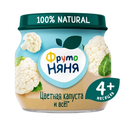 ПЮРЕ ФРУТОНЯНЯ ИЗ ЦВЕТНОЙ КАПУСТЫ 4МЕС+ 80ГР С.Б пюре фрутоняня из цв