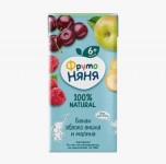 Сок Фрутоняня  Банан, яблоко, вишня и малина (с 6 мес), 0.2 л