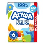 Молочная кашка Агуша Вставай-ка рисово-кукурузная с бананом и земляникой, 200 мл