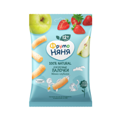 Кукурузные палочки Фруто Няня яблоко-клубника, 20 г