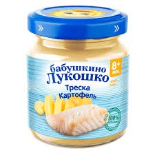 Пюре Бабушкино Лукошко треска с картофелем с 8 мес (стекло), 100г