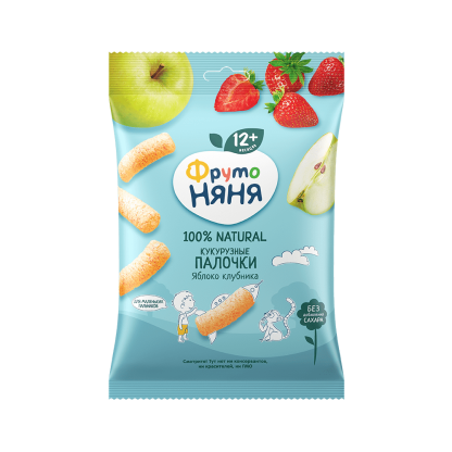 Кукурузные палочки ФрутоНяня Яблоко Клуника, 20 г