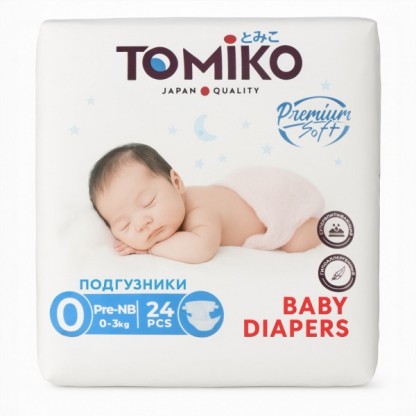 Подгузники TOMIKO PRE-NB (0-3кг) 24шт