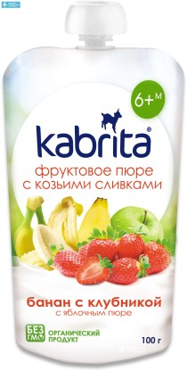 Пюре Kabrita банан клубника яблоко, 100 г