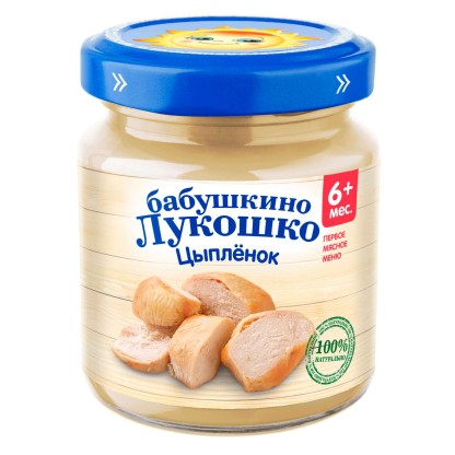 Пюре Бабушкино Лукошко из цыпленка (стекло), 100 г