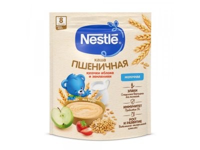 Каша NESTLE Пшеничная с кусочками яблока и земляники (с 8 мес ), 200 г