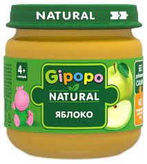 Пюре фруктовое для детей (стекло) 80гр яблоко GIPOPO NATURAL