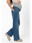 Джинсы трубы для беременных (синий)