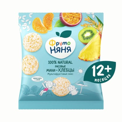 Мини Хлебцы Фруто няня  Мультифруктовый микс,30 г