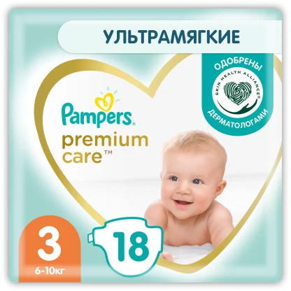 Подгузники Pampers Premium Care Midi (6-10 кг), 18шт
