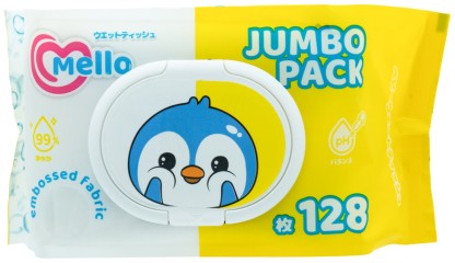 Влажные салфетки Mello jumbo pack, 128 шт