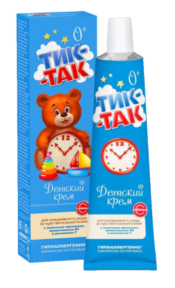 Крем детский Тик-так  с молочным протеином, провитамином в5 и вит f , 41 г