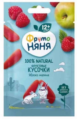 Фруктовые кусочки Фрутоняня яблоко, малина, 15г