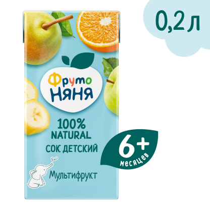 Сок Фрутоняня Мультифрукт, 0,2 л