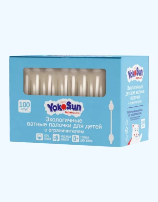 Экологич.ватные палочки для детей с огранич 100шт Yokosun+