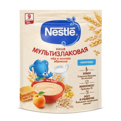 Каша NESTLE  Мультизлаковая  с медом и кусочками абрикоса ( с 9 мес), 200 г