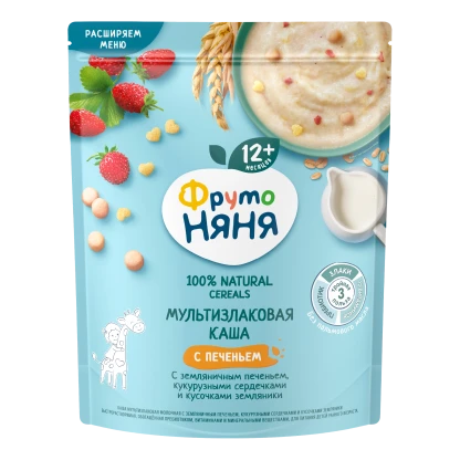 Каша фруто няня мульт с земл печ и кус земляники 200 гр