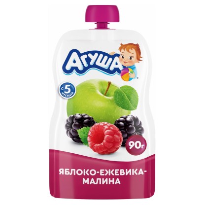 Пюре Агуша яблоко ежевика малина, 90г