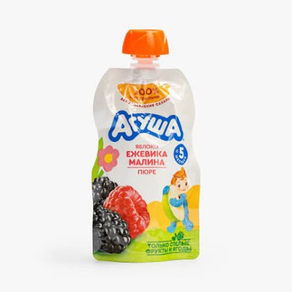 Пюре Агуша яблоко ежевика малина, 90г