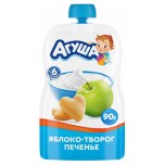 Пюре Агуша яблоко, творог, печенье, 90г