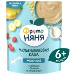 Каша Фруто Няня мультизлаковая с яблоком,бананом и земляникой, молочная, 6+, 200 г