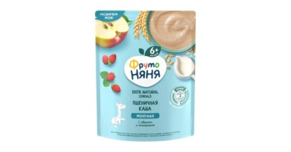 Каша Фруто Няня пшеничная с яблоком и земляникой, молочная,  6+, 200 г