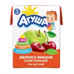 Сок Агуша Яблоко, вишня осветленный (5 мес +),0,2л