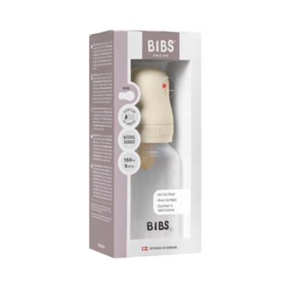 Бутылочка для кормления BIBS 150ml в комплекте с латексной соской медленный поток
