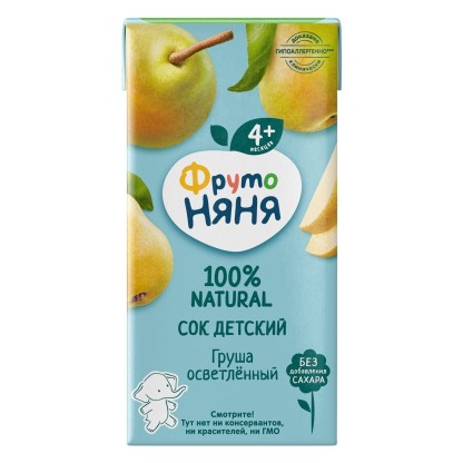 Сок Фрутоняня Груша Осветленный, 0,2 л