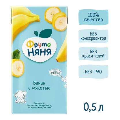 Сок Фрутоняня 500мл нектар банан с 9 мес., лебедянский ОАО/прогресс ОАО