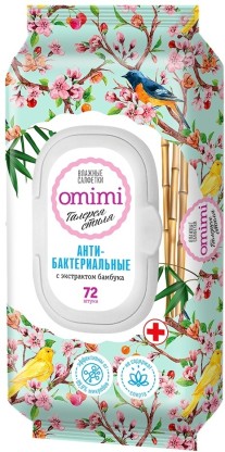 Влажные салфетки Omimi 72шт