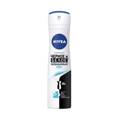 Дезодорант Nivea Deo спрей невидимая защита для черного и белого (Pure) женский антиперспирант, 150мл, арт. 82230
