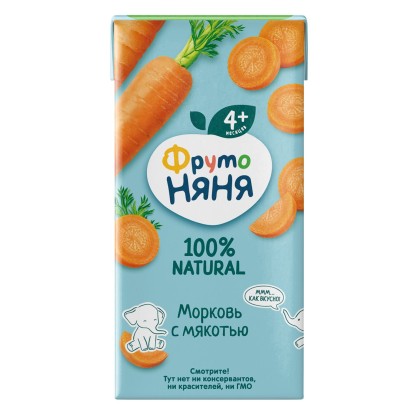 Сок Фрутоняня Морковь с мякотью, 0,2 л