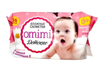 Влажные салфетки Omimi 0+ 56шт