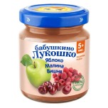 Пюре Бабушкино Лукошко Яблоко, Малина, Вишня (стекло), 100 г