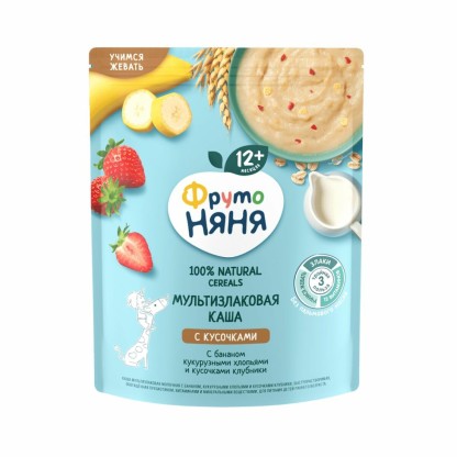 Каша Фрутоняня, мультизл. банан, кукуруза, клубника, 200 г