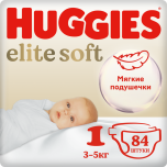 Подгузники HUGGIES ELITE SOFT 1, 3-5кг 84шт