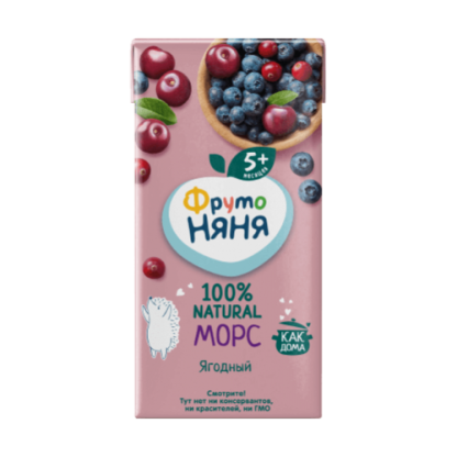 Морс Фрутоняня клюквы,черник и вишни ,0,2  л