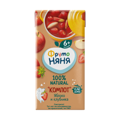 Компот ФрутоНяня из яблок, изюма и кураги, 0,2 л