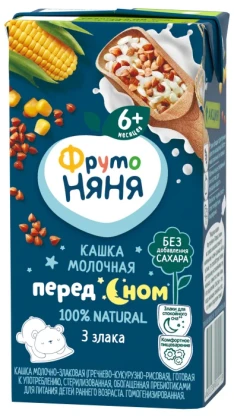 Жидкая каша Фрутоняня молочно-злаковая (кукурузно-рисово-гречневая) с 6 месяцев 200мл