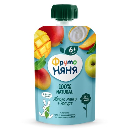 Пюре Фрутоняня Яблоко,манго + йогурт, 90 г