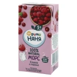 Морс Фрутоняня клюква и малина, 0,2 л