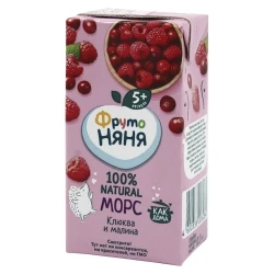 Морс Фрутоняня клюква и малина, 0,2 л