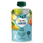 Пюре Фрутоняня яблоко, груша, банан, персик + йогурт, 90 гр